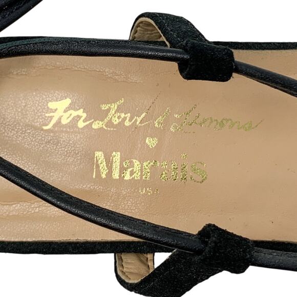 For Love & Lemons x Marais USA Black Suede Knot Wrap Tie Block Heel Sandals - Picture 9 of 12